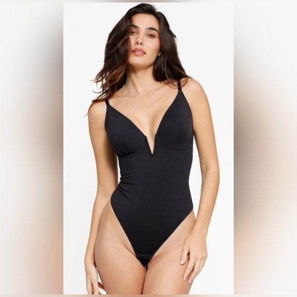 Deep V-Neck Low Back Sculpting Thong Bodysuit #957 NWOT - Picture 1 of 11